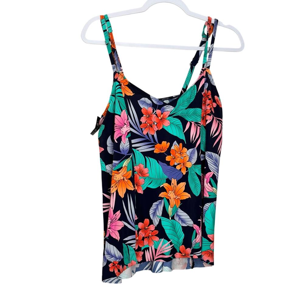 Swim Solutions Printed Princess Tankini Top Double Strap Plus Size 14 NWT - Picture 2 of 10